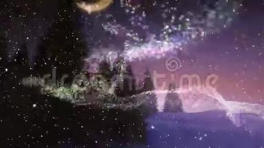 夜间村庄冬季场景下大雪的视频构图